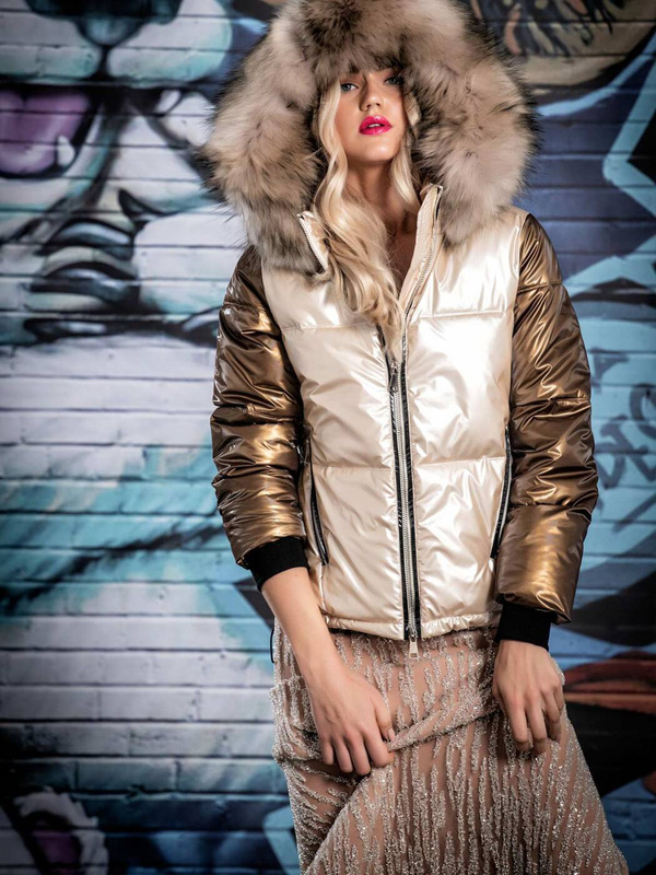 LOCO LUXO Beżowa kurtka z jenotem