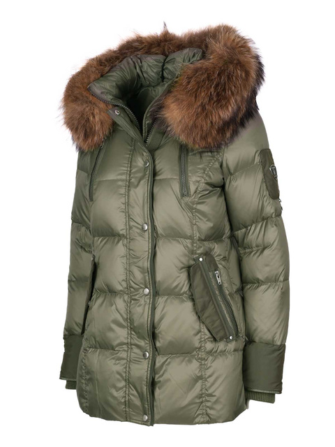 ROCKANDBLUE MICHA 75 cm - Puchowa kurtka z kapturem i kołnierzem w kolorze Army Green