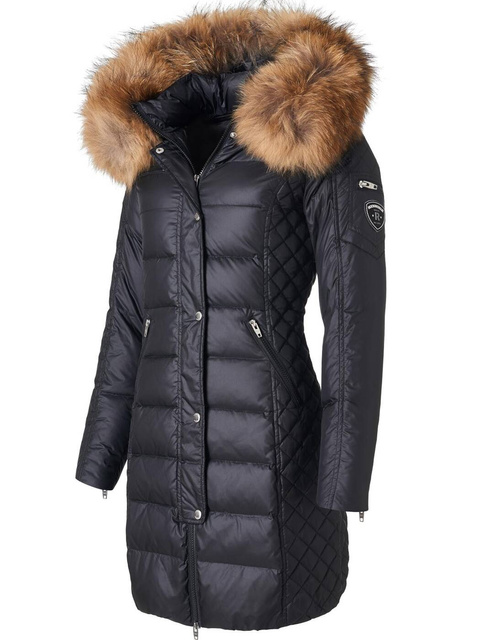 ROCKANDBLUE BEAM 90 cm - Damski puchowy płaszcz z kapturem o bardzo wąskim kroju