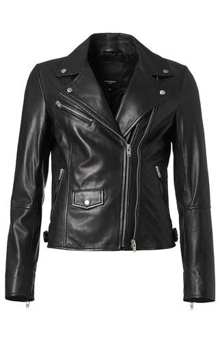 ROCKANDBLUE MARY 55 cm - Damska kurtka skórzana w stylu ramoneska w kolorze czarnym