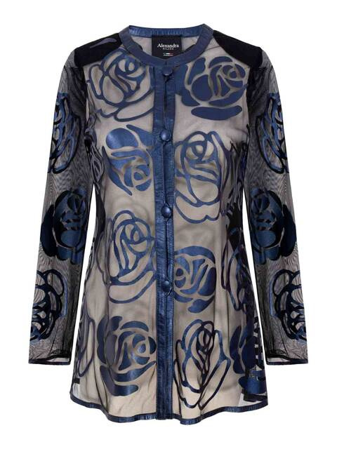 Ekskluzywny Ażurowy Żakiet Skórzany