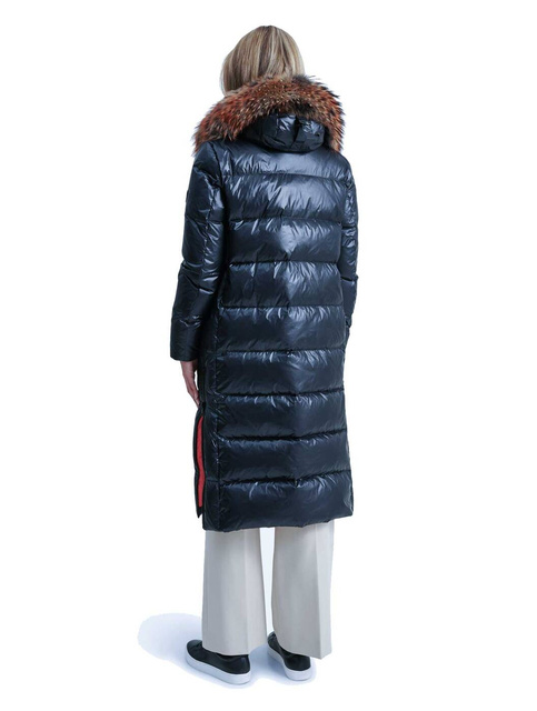 ROCKANDBLUE AIDEEN 112 cm - Długi płaszcz oversize w kolorze Shadow blue z kołnierzem z jenota ROXY