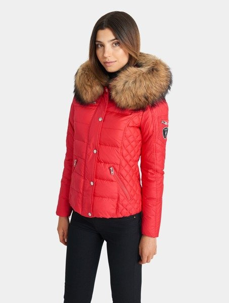 ROCKANDBLUE ZORA 63 cm- Krótka, ciepła kurtka puchowa na zimę o bardzo wąskim kroju z kapturem i kołnierzem z jenota