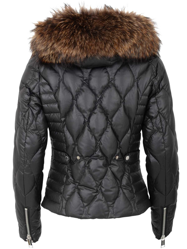 ROCKANDBLUE COSY CHIC 64 cm - Krótka, ciepła kurtka puchowa na zimę w kolorze czarnym z kołnierzem z jenota