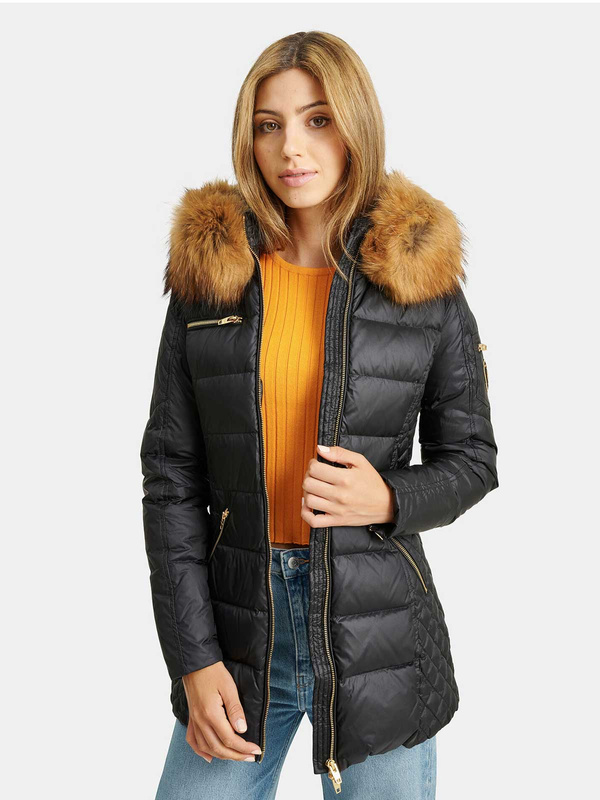 ROCKANDBLUE EVE 75 cm - Kurtka puchowa z kapturem i prawdziwym kołnierzem