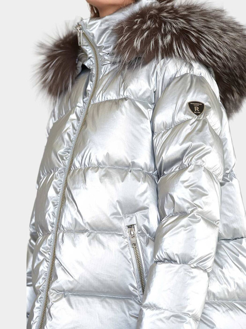 ROCKANDBLUE MEMPHIS 72 cm - Luksusowa kurtka puchowa ze srebrnym lisem