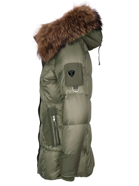 ROCKANDBLUE MICHA 75 cm - Puchowa kurtka z kapturem i kołnierzem w kolorze Army Green