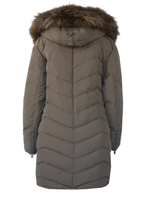 SAKI JEMMA COMFORT 93 cm - Kurtka puchowa z kapturem z naturalnym kołnierzem