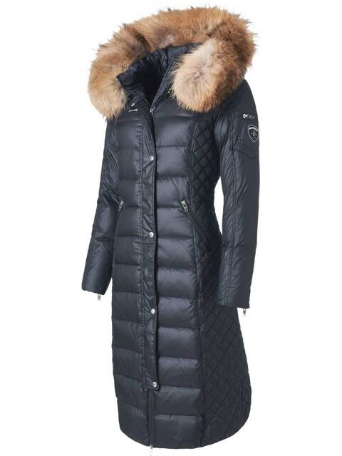 ROCKANDBLUE KESHA 110 cm - Płaszcz w kolorze shadow blue z naturalnym kołnierzem