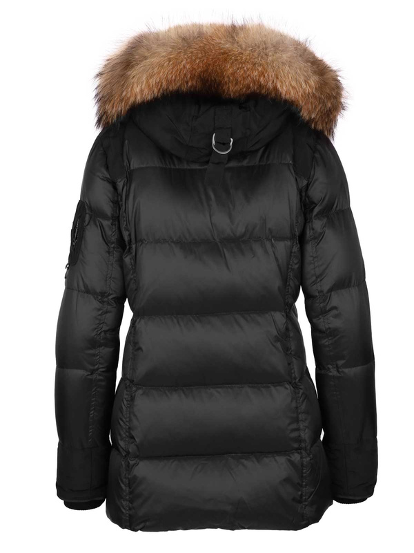 ROCKANDBLUE MICHA 75 cm - Puchowa kurtka z kapturem i kołnierzem w kolorze czarnym