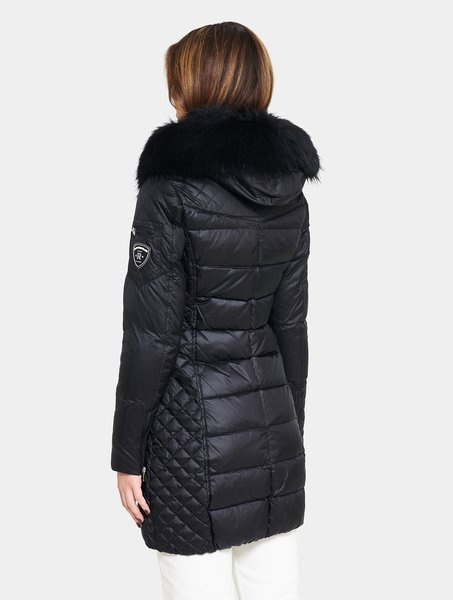 ROCKANDBLUE BEAM 90 cm - Damski puchowy płaszcz z kapturem o bardzo wąskim kroju
