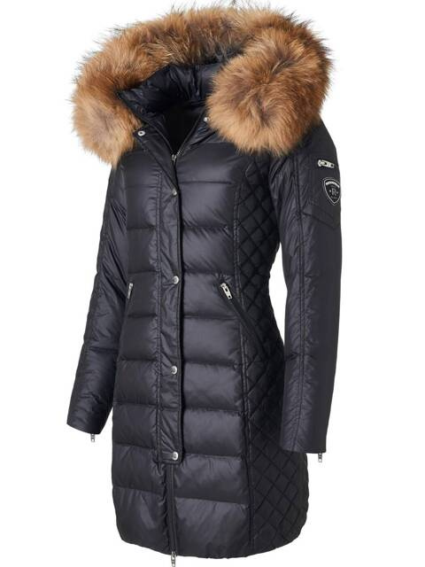 ROCKANDBLUE BEAM 90 cm - Damski puchowy płaszcz z kapturem o bardzo wąskim kroju