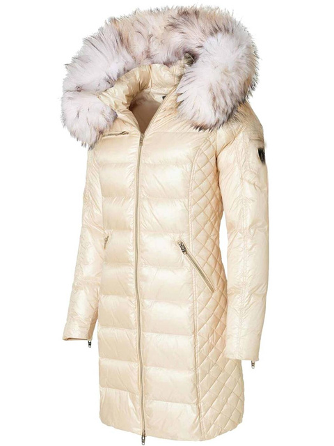 ROCKANDBLUE CIARA 90 cm - Damski puchowy płaszcz z kapturem o bardzo wąskim kroju