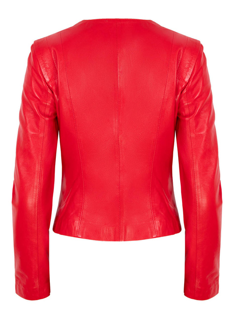 ALEXANDRA MILANO ETNA czerwona kurtka ze skóry jagnięcej ze złotymi nitami.