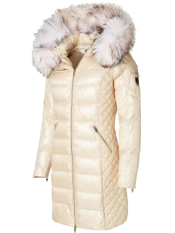 ROCKANDBLUE CIARA 90 cm - Damski puchowy płaszcz z kapturem o bardzo wąskim kroju