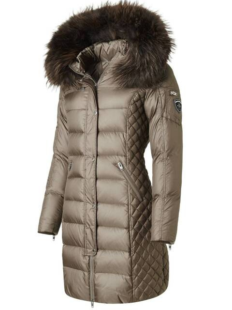 ROCKANDBLUE BEAM 90 cm - Damski puchowy płaszcz z kapturem o bardzo wąskim kroju