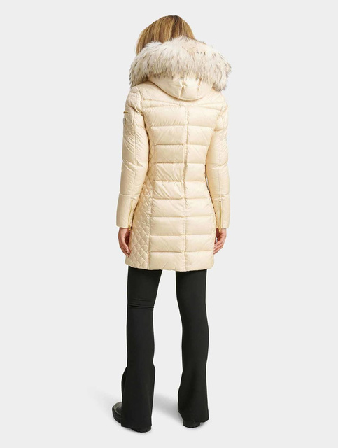 ROCKANDBLUE CIARA 90 cm - Damski puchowy płaszcz z kapturem o bardzo wąskim kroju