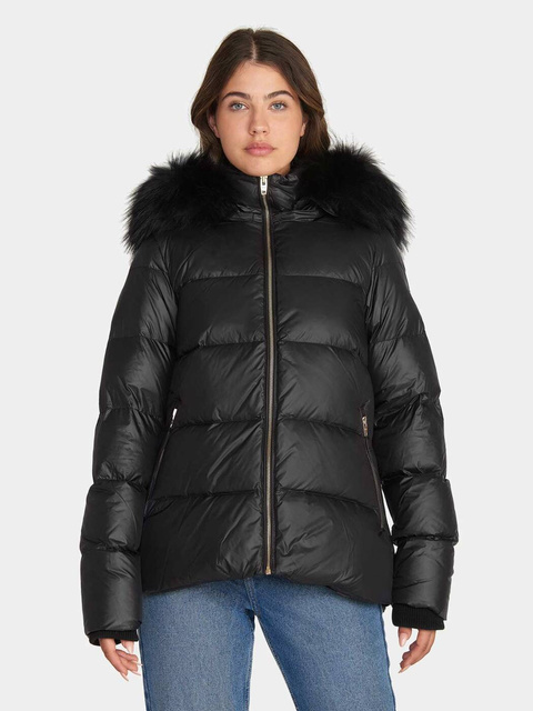 ROCKANDBLUE SASSY 72 cm - Damska kurtka puchowa z futrzanym wykończeniem kaptura