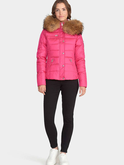 ROCKANDBLUE ZORA 63 cm- Krótka, ciepła kurtka puchowa na zimę o bardzo wąskim kroju z kapturem i kołnierzem z jenota