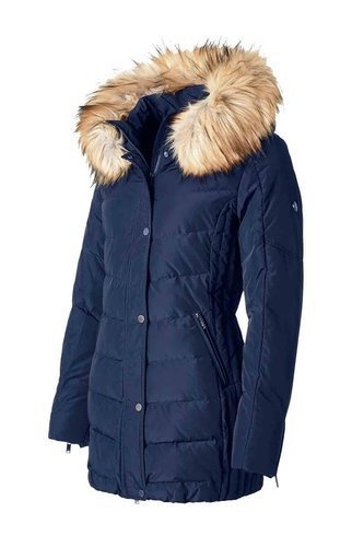 SAKI LAUREN 78 cm - Kurtka puchowa z kapturem i  kołnierzem z jenota