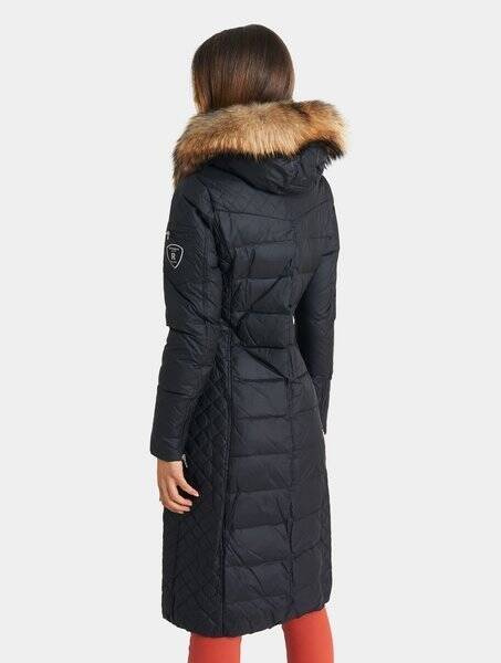 ROCKANDBLUE KESHA 110 cm - Płaszcz w kolorze czarnym z kapturem i kołnierzem z jenota