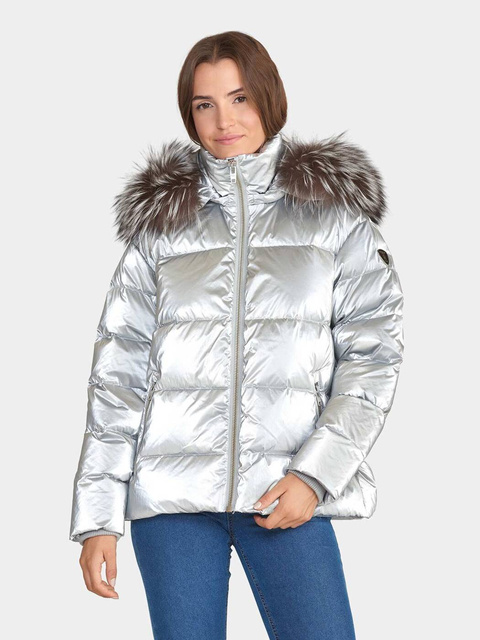 ROCKANDBLUE MEMPHIS 72 cm - Luksusowa kurtka puchowa ze srebrnym lisem