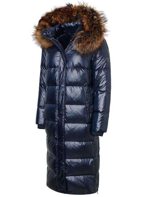 ROCKANDBLUE AIDEEN 112 cm - Długi płaszcz oversize w kolorze Shadow blue z kołnierzem z jenota ROXY