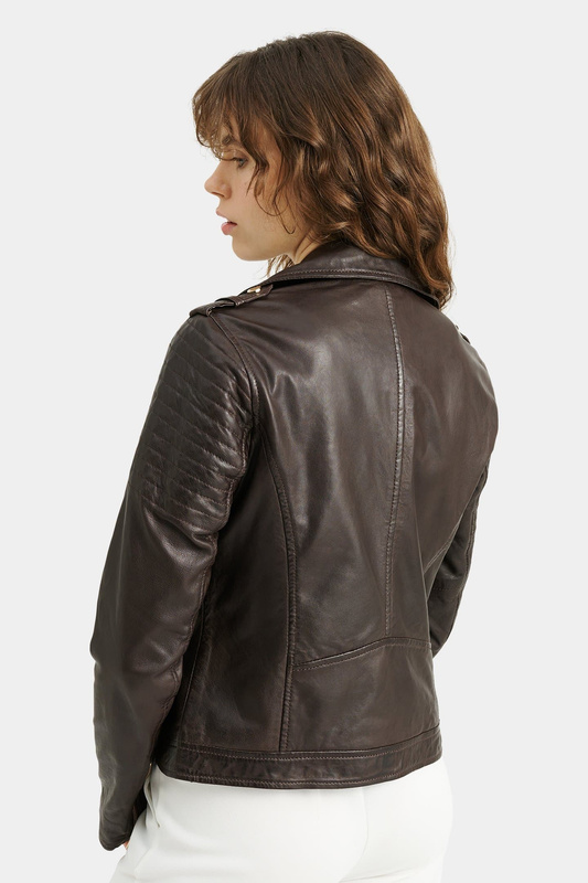 ROCKANDBLUE CINNAMON 55 cm - Damska kurtka skórzana typu ramoneska w kolorze brązowym