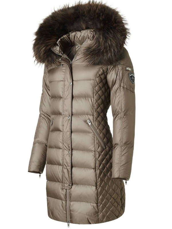 ROCKANDBLUE BEAM 90 cm - Damski puchowy płaszcz z kapturem o bardzo wąskim kroju