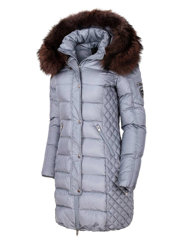 ROCKANDBLUE BEAM 90 cm - Damski puchowy płaszcz z kapturem o bardzo wąskim kroju