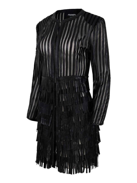 ALEXANDRA MILANO FRINGE COAT - ręcznie wykonana kurtka ze skóry naturalnej