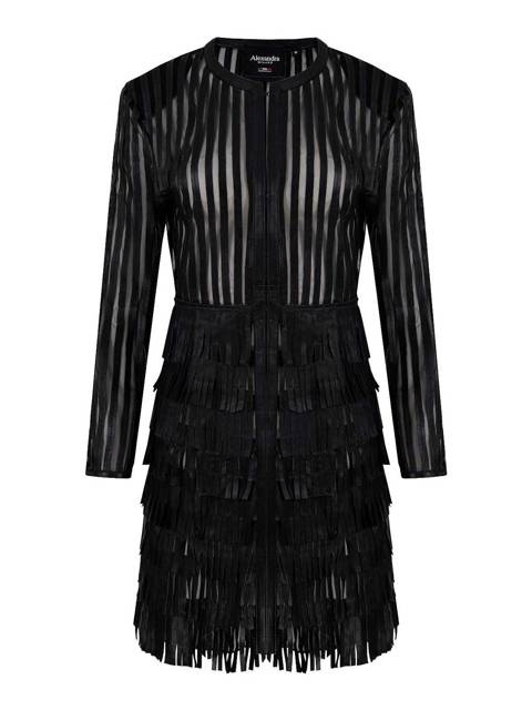 Alexandra Milano Fringle Coat - ręcznie wykonana kurtka ze skóry naturalnej