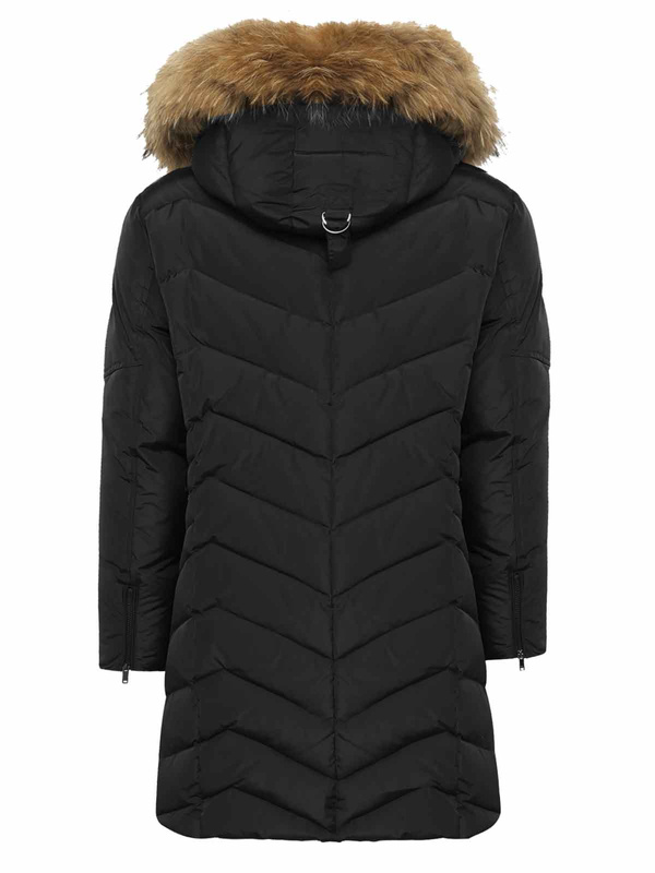 SAKI JEMMA COMFORT 93 cm - Kurtka puchowa z kapturem z naturalnym kołnierzem
