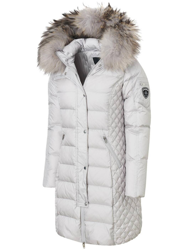 ROCKANDBLUE BEAM 90 cm - Damski puchowy płaszcz z kapturem o bardzo wąskim kroju