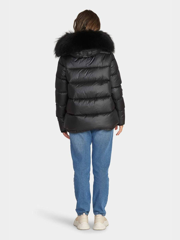 ROCKANDBLUE SASSY 72 cm - Damska kurtka puchowa z futrzanym wykończeniem kaptura