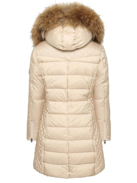 ROCKANDBLUE BEAM 90 cm - Damski puchowy płaszcz z kapturem o bardzo wąskim kroju