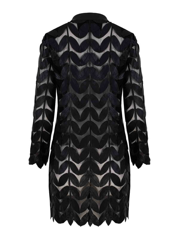 ALEXANDRA MILANO LEAF COAT CRISTAL - ręcznie wykonany czarny żakiet ze skóry naturalnej.