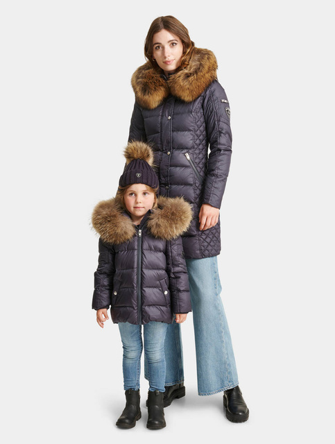 ROCKANDBLUE BEAM 90 cm - Damski puchowy płaszcz z kapturem o bardzo wąskim kroju