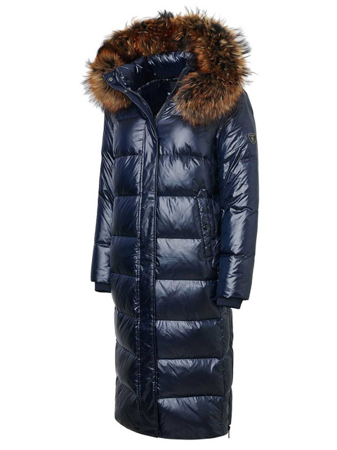 ROCKANDBLUE AIDEEN 112 cm - Długi płaszcz oversize w kolorze Shadow blue z kołnierzem z jenota ROXY