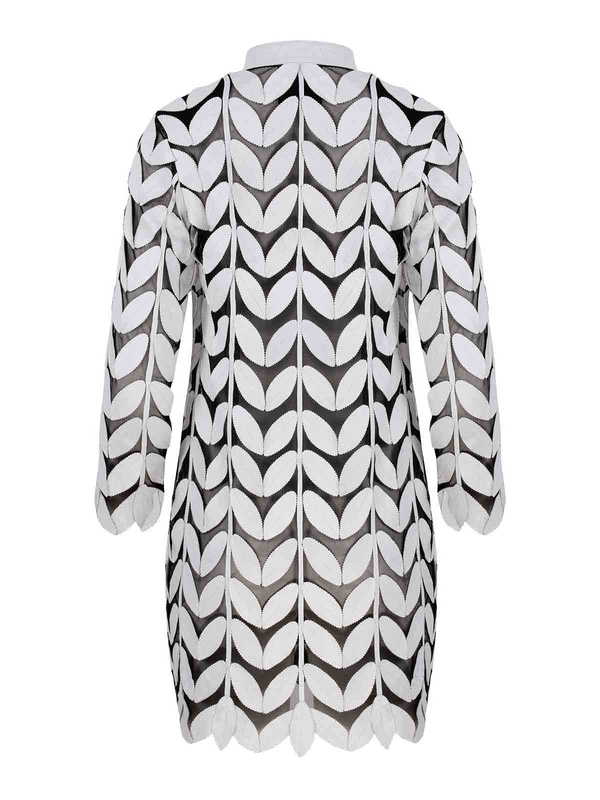 ALEXANDRA MILANO LEAF COAT CRISTAL - ręcznie wykonany biały żakiet ze skóry naturalnej.