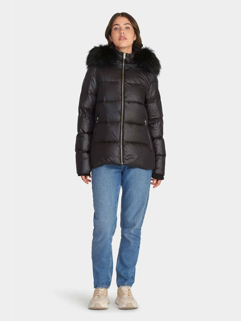 ROCKANDBLUE SASSY 72 cm - Damska kurtka puchowa z futrzanym wykończeniem kaptura