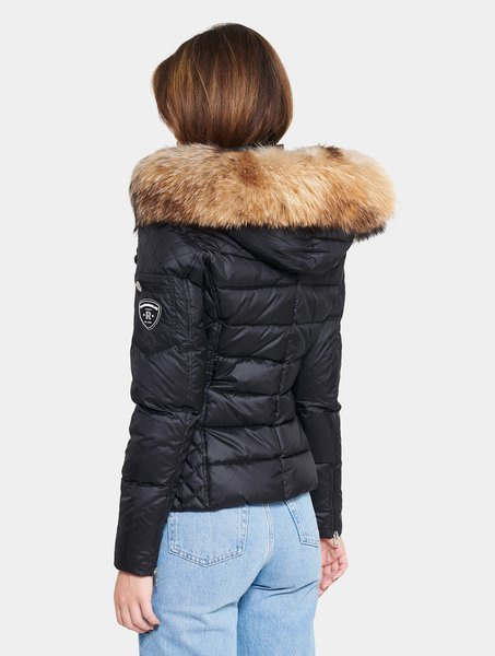 ROCKANDBLUE ZORA 63 cm- Krótka, ciepła kurtka puchowa na zimę o bardzo wąskim kroju z kapturem i kołnierzem z jenota