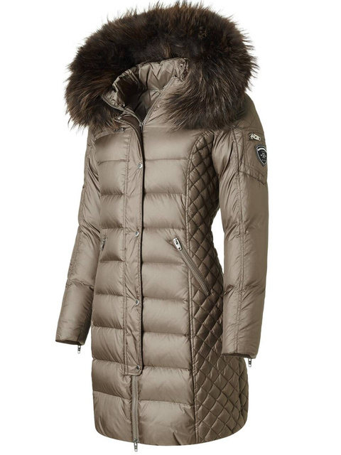 ROCKANDBLUE BEAM 90 cm - Damski puchowy płaszcz z kapturem o bardzo wąskim kroju