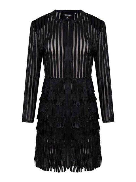 ALEXANDRA MILANO FRINGE COAT - ręcznie wykonana kurtka ze skóry naturalnej