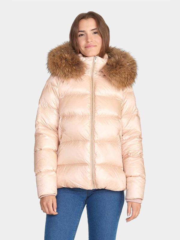 ROCKANDBLUE SASSY 72 cm - Damska kurtka puchowa z futrzanym wykończeniem kaptura