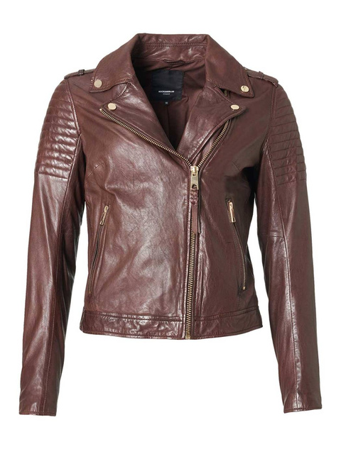 ROCKANDBLUE CINNAMON 55 cm - Damska kurtka skórzana typu ramoneska w kolorze brązowym