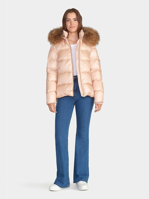 ROCKANDBLUE SASSY 72 cm - Damska kurtka puchowa z futrzanym wykończeniem kaptura