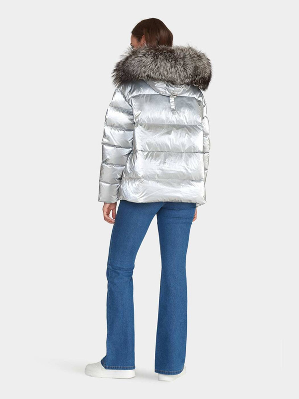 ROCKANDBLUE MEMPHIS 72 cm - Luksusowa kurtka puchowa ze srebrnym lisem