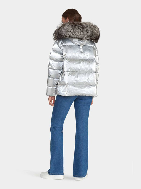 ROCKANDBLUE MEMPHIS 72 cm - Luksusowa kurtka puchowa ze srebrnym lisem