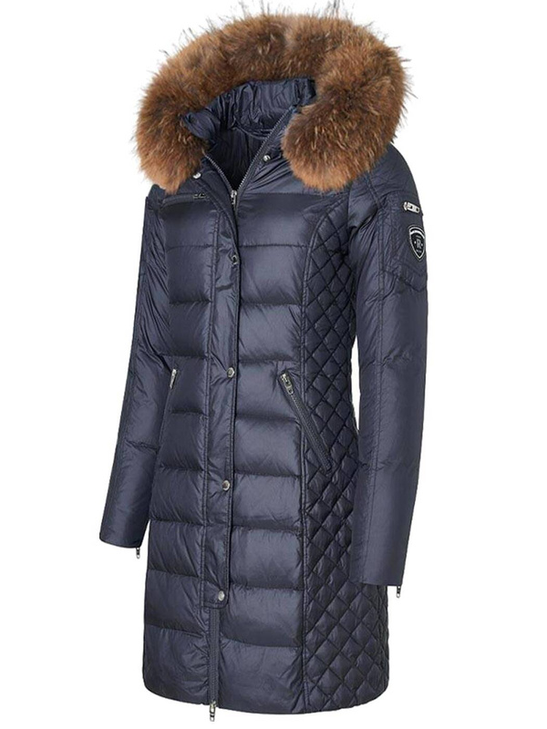 ROCKANDBLUE BEAM 90 cm - Damski puchowy płaszcz z kapturem o bardzo wąskim kroju